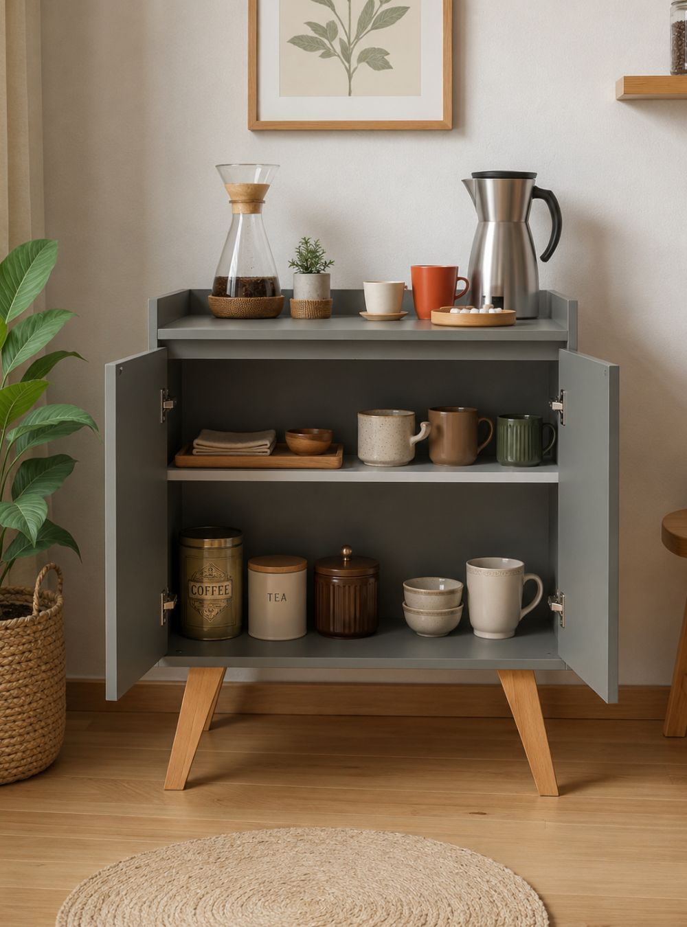 Aparador Buffet 60cm Retro Mdf Verde Madri - On Móveis