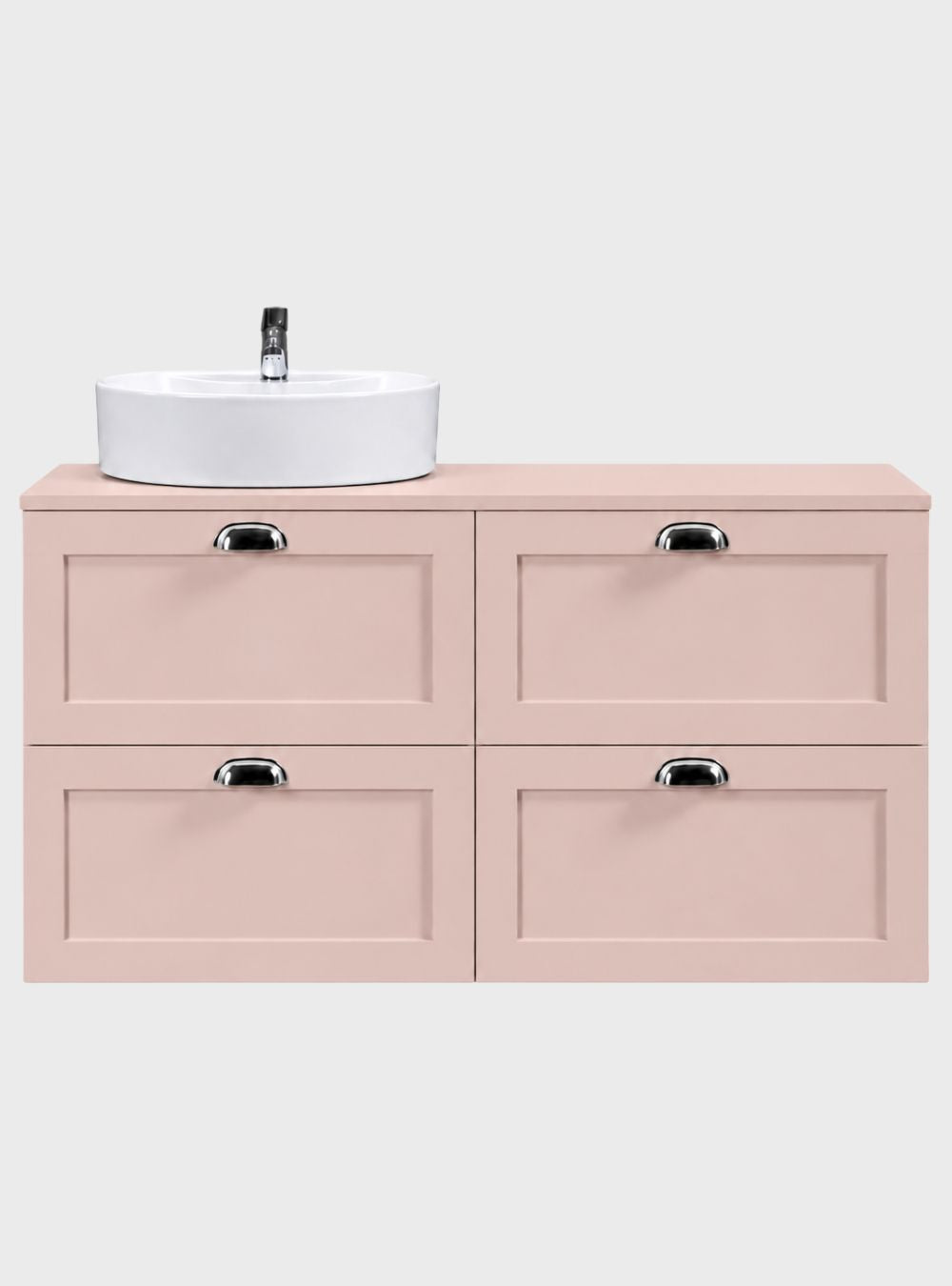Gabinete para Banheiro com Tampo Cuba e Armário 120cm Retrô MDF Rosa Milano