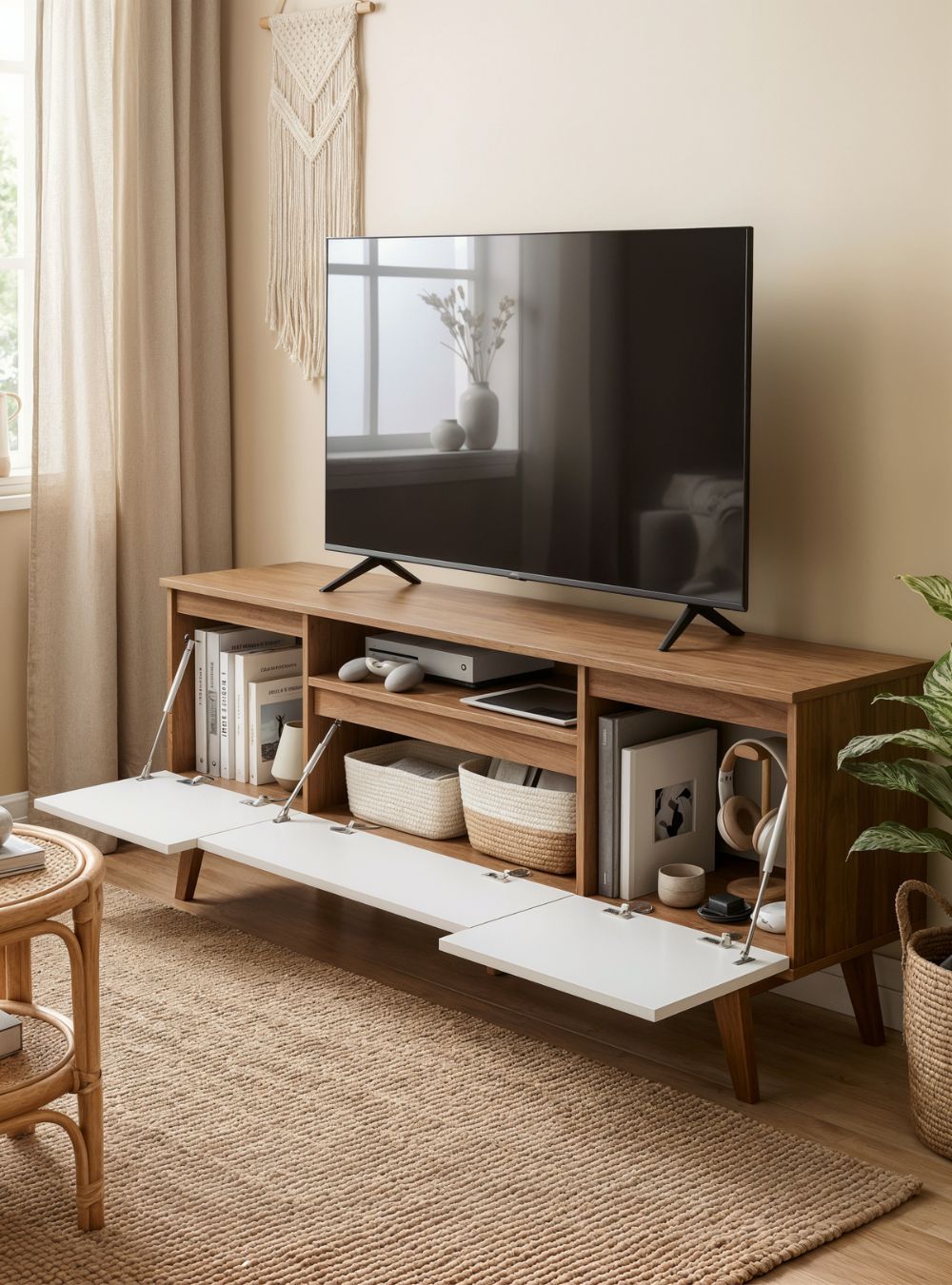 Rack para TV com Prateleira 150cm Retro Mdf Freijo Dallas - On Móveis