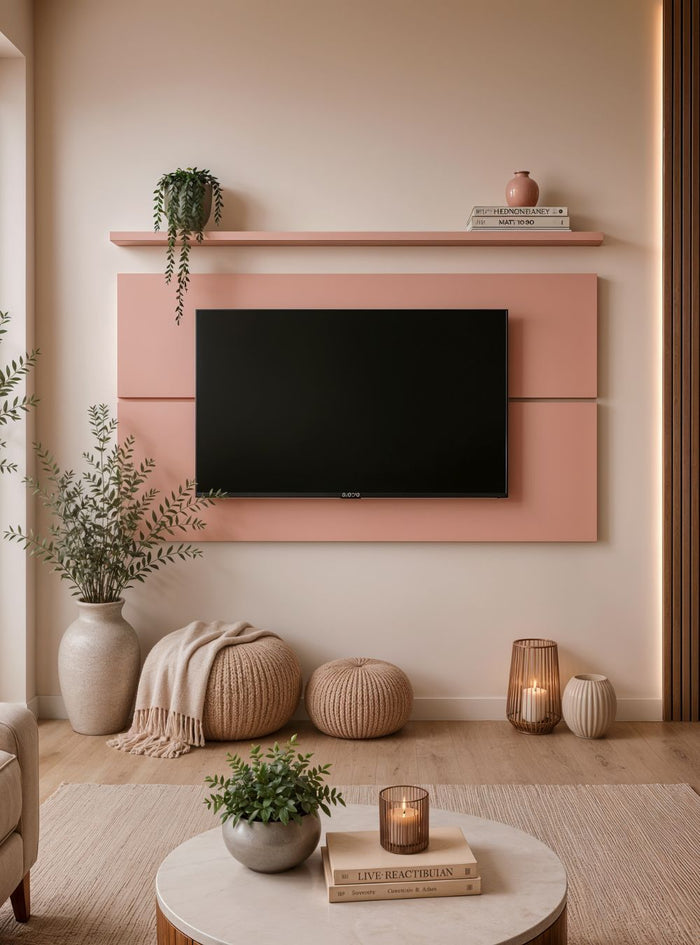 Painel para TV com prateleira 180cm Retro Mdf Rosa Dallas - On Móveis