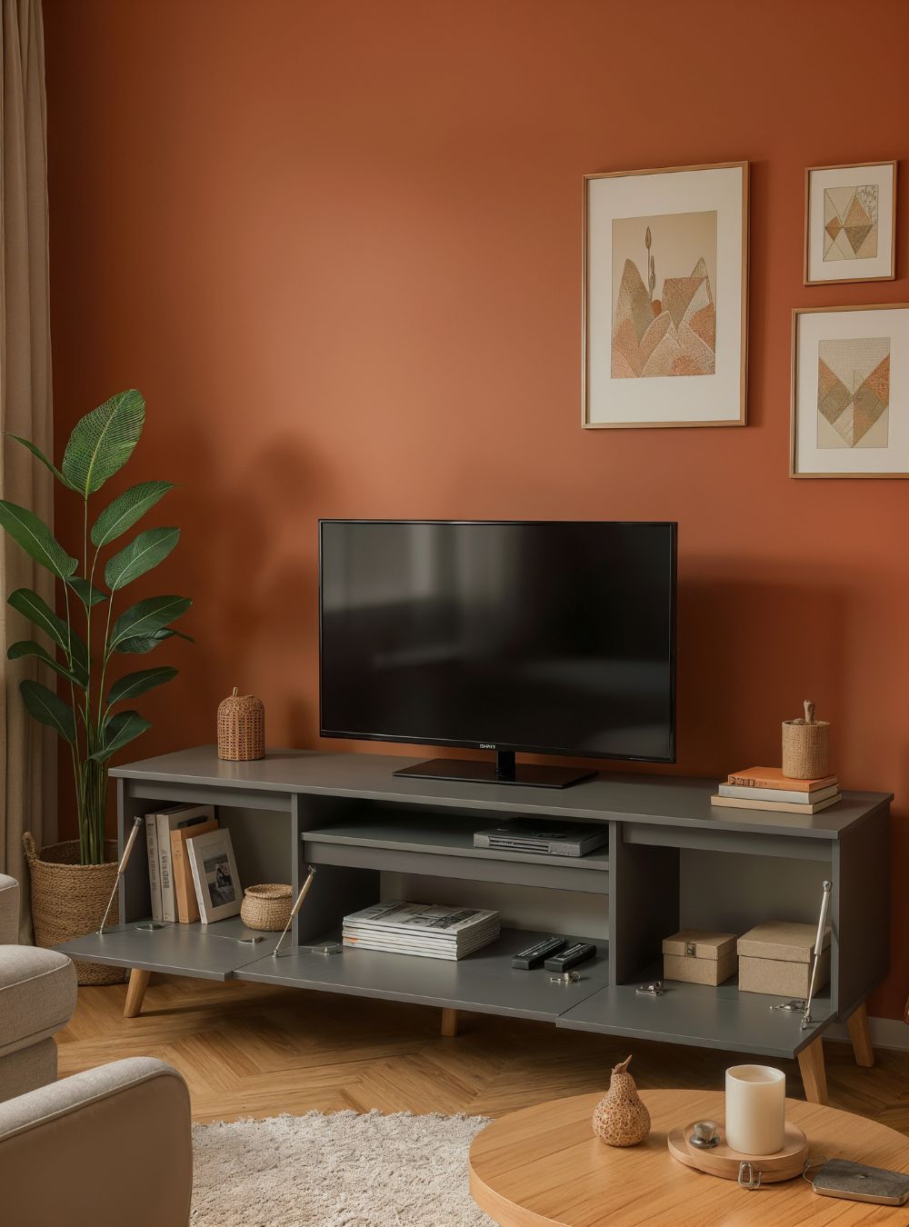 Rack para TV 150cm Retro Mdf Verde Dallas - On Móveis