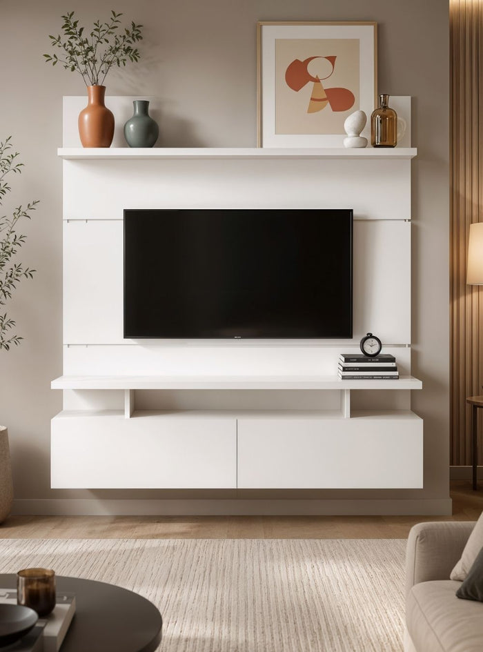 Painel para TV Até 55 Polegadas 130cm Mdf Branco Veneza - On Móveis