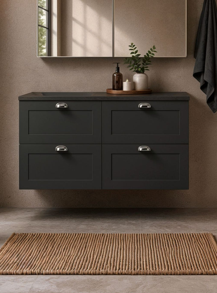 Gabinete para Banheiro com Tampo 120cm Retrô MDF Grafite Milano