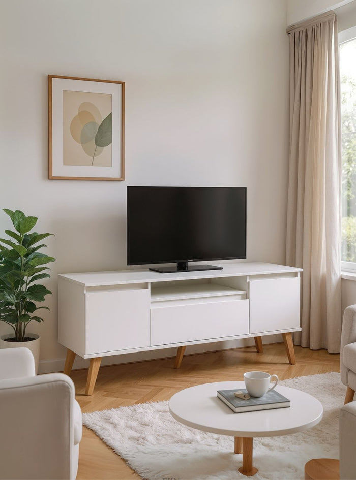 Rack para TV 150cm Retro Mdf Branco Dallas - On Móveis