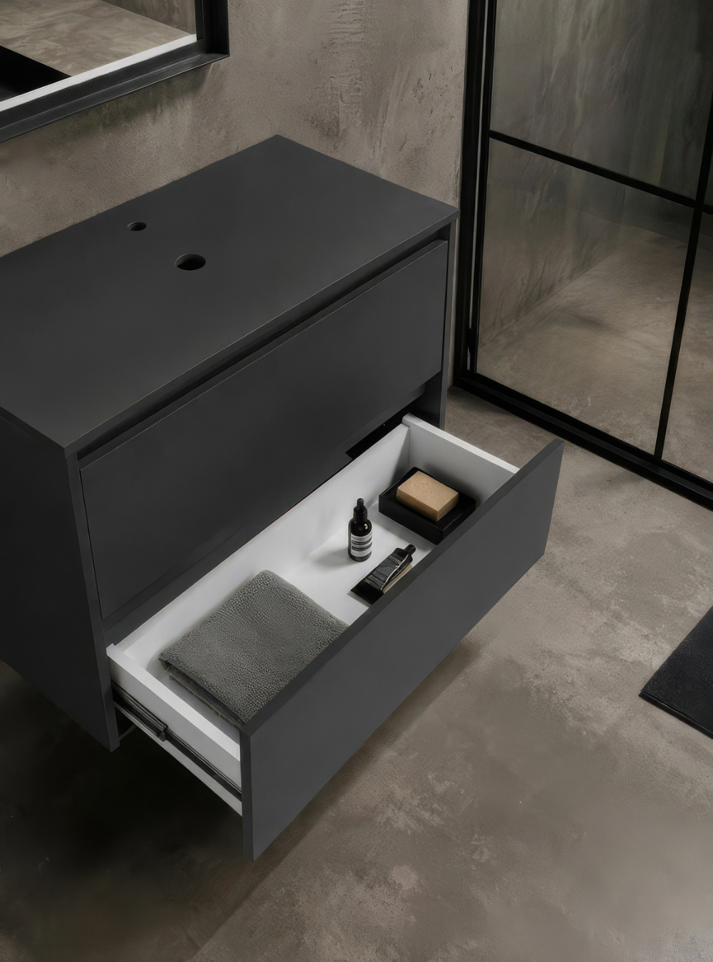 Gabinete para Banheiro 60cm Mdf Grafite Dubai - On Móveis