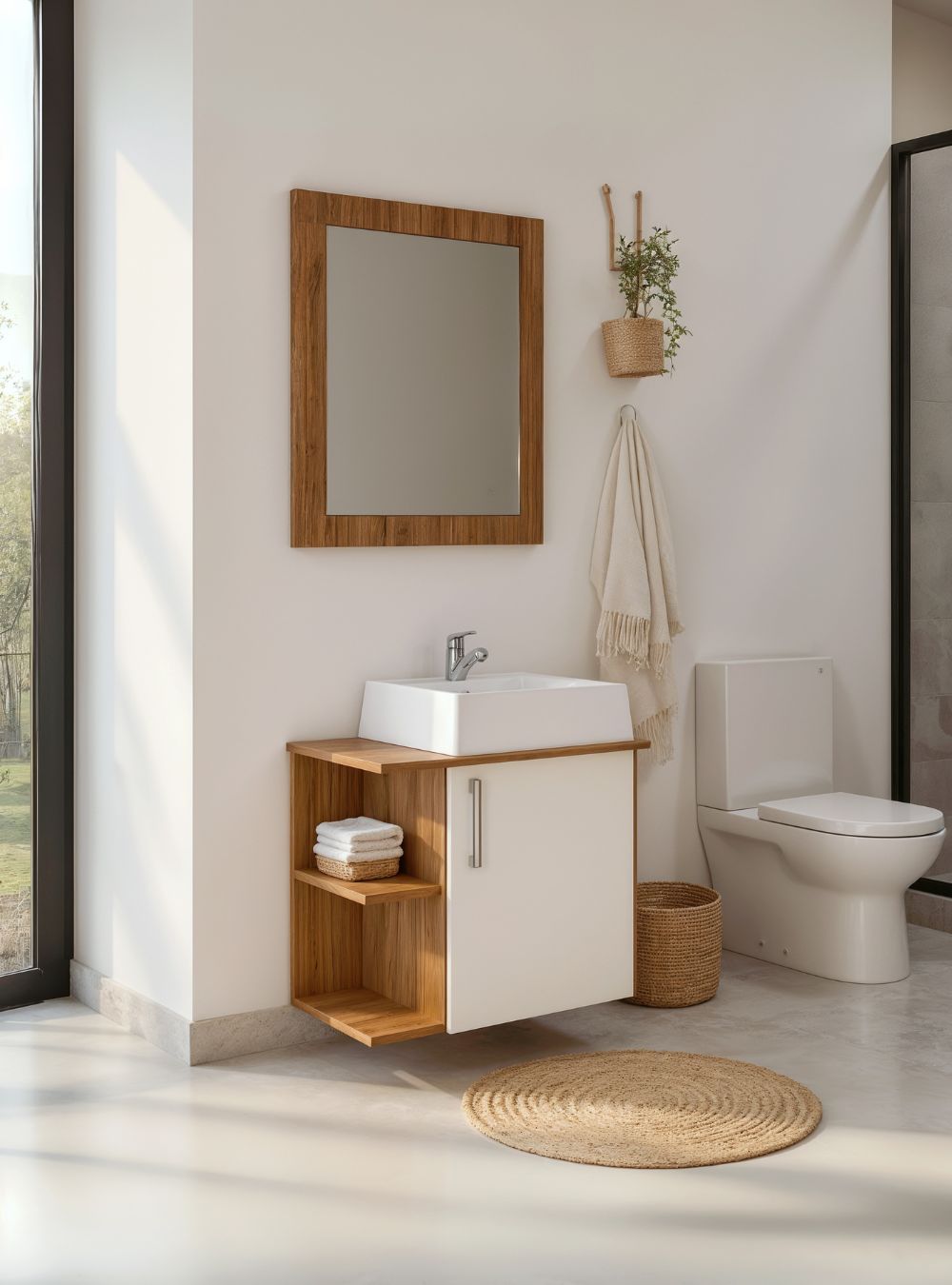 Gabinete para Banheiro com Cuba e Espelho 50cm Mdf Freijo Moscou - On Móveis