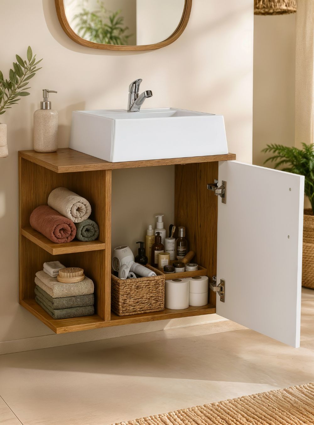 Gabinete para Banheiro com Cuba 50cm Mdf Freijo Moscou - On Móveis