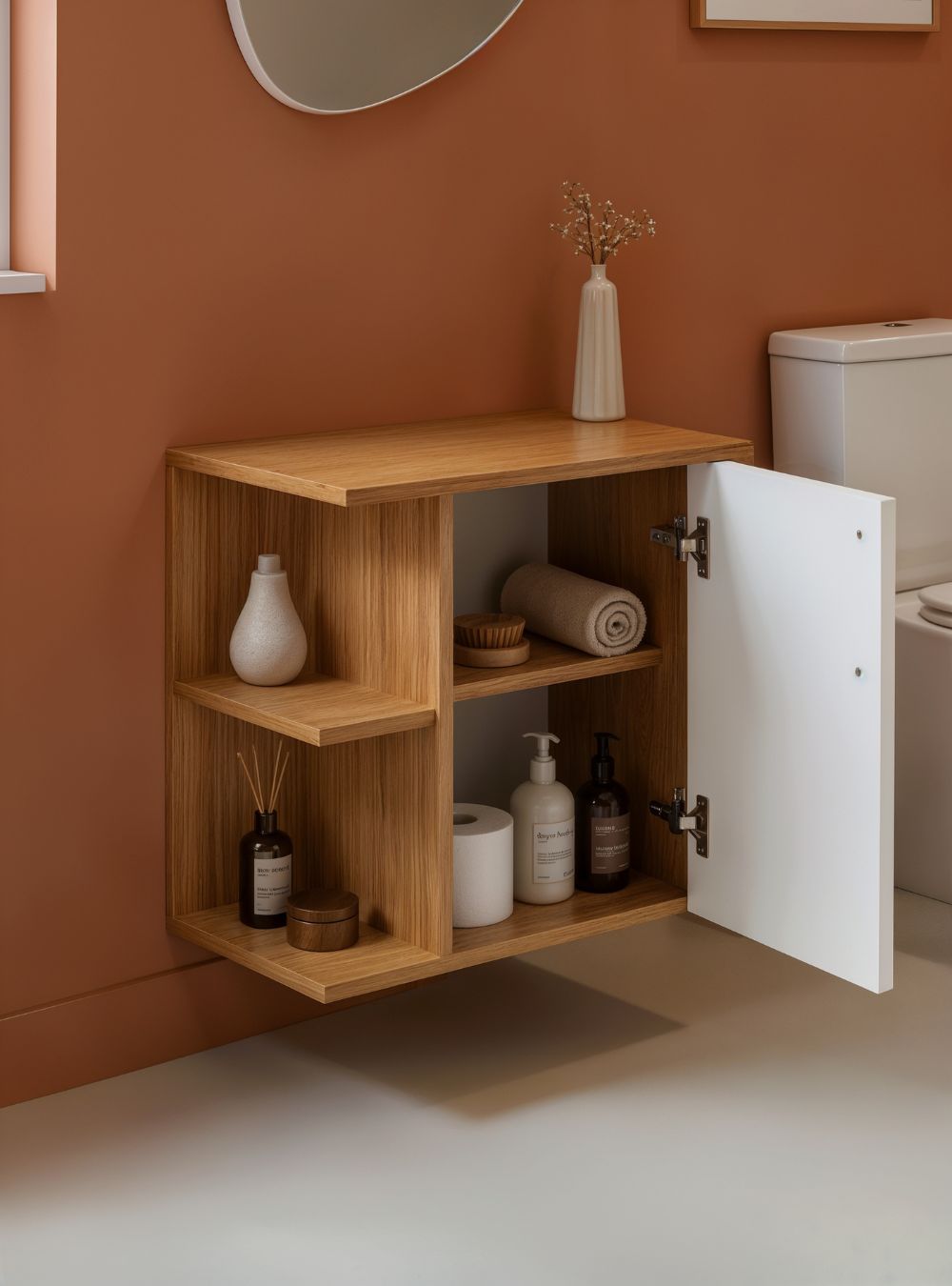 Gabinete para Banheiro 50cm Mdf Freijo com Branco Moscou - On Móveis