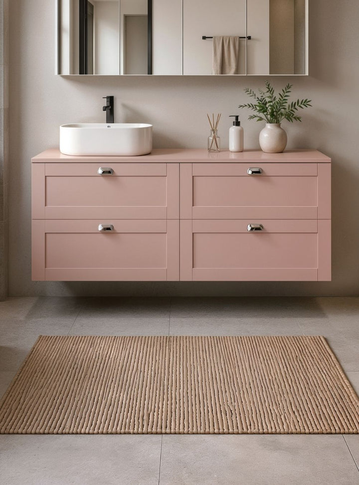 Gabinete para Banheiro com Tampo e Cuba 160cm Retrô MDF Rosa Milano