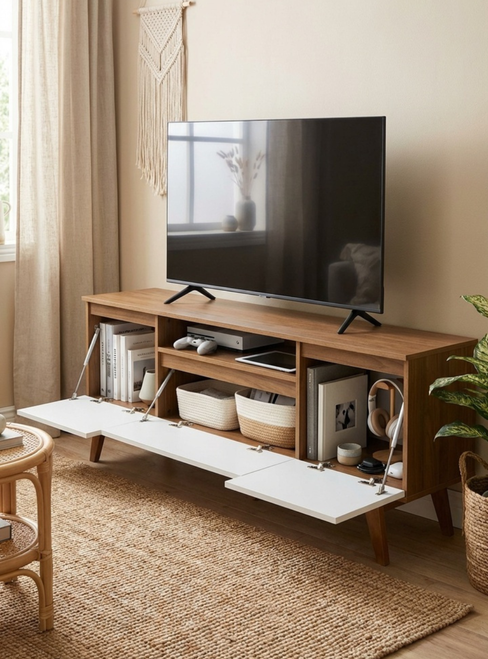 Rack para TV com Prateleira 150cm Retro Mdf Freijo Dallas - On Móveis