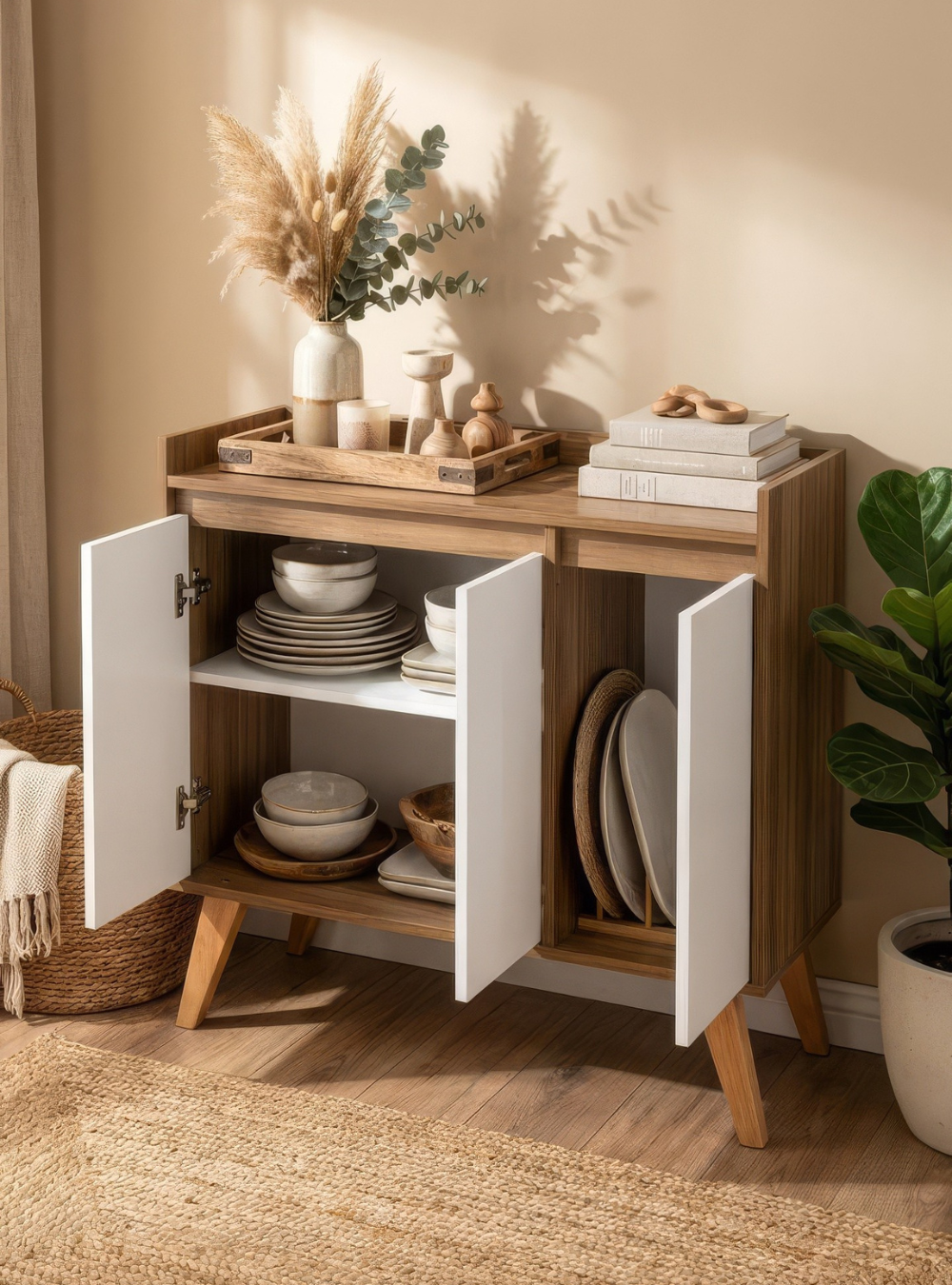 Aparador Buffet 90cm Retro Mdf Freijo Madri - On Móveis