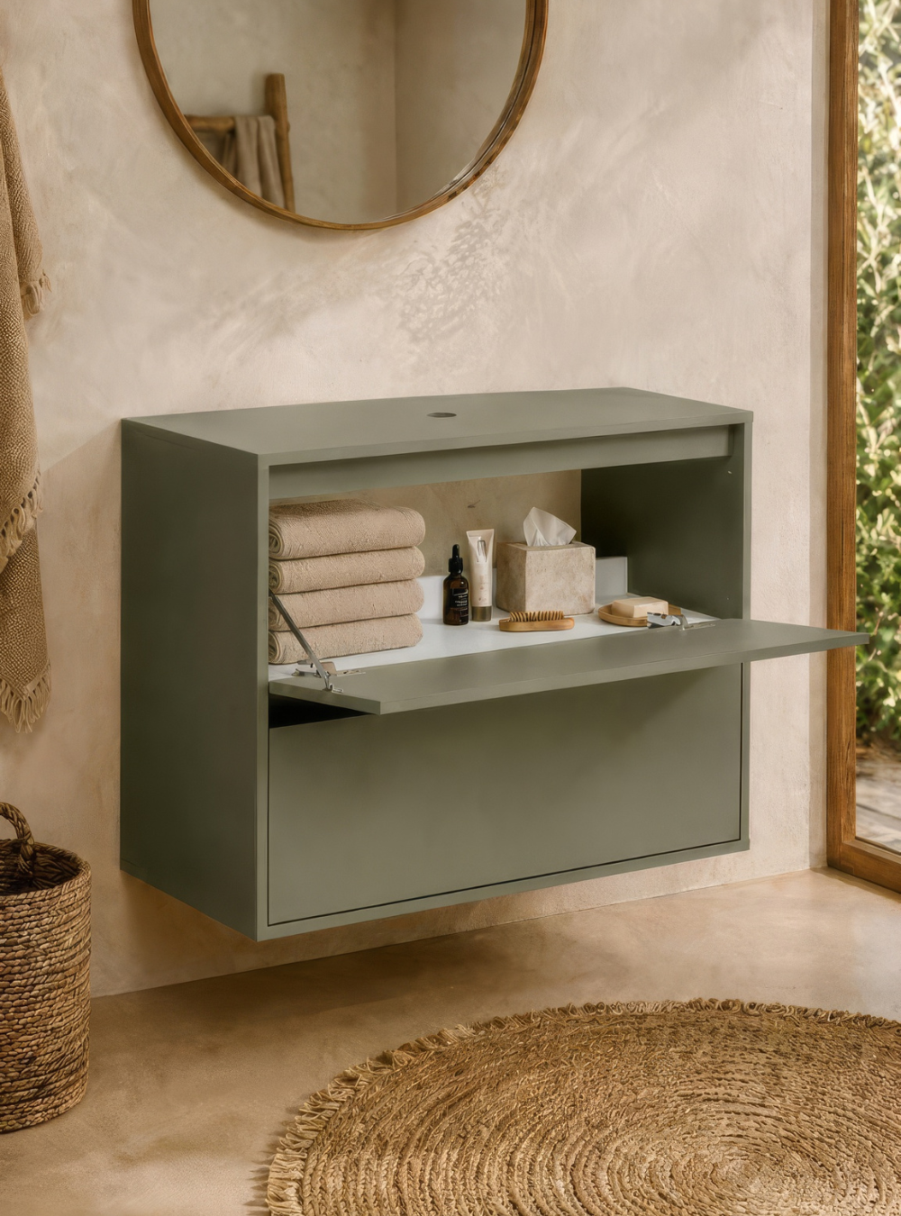 Gabinete para Banheiro 80cm Mdf Verde Dubai - On Móveis