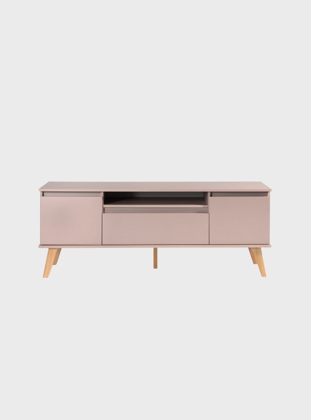 Rack para TV com Painel e Prateleira 150cm Retrô MDF Rosa Dallas — produto ambientado
