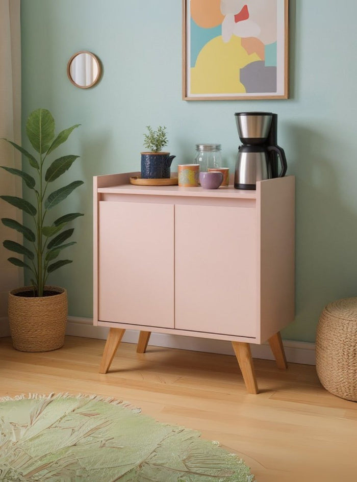 Aparador Buffet 60cm Retro Mdf Rosa Madri - On Móveis