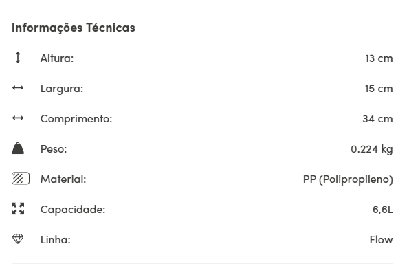 On Móveis Cesto Ou 6,6L Linha Flow