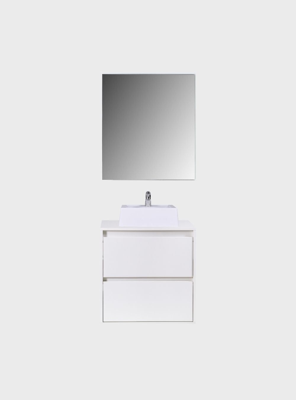 On Móveis Conjuntos de móveis para banheiro Gabinete para Banheiro com Cuba e Armario 60cm Mdf Branco Dubai - On Móveis