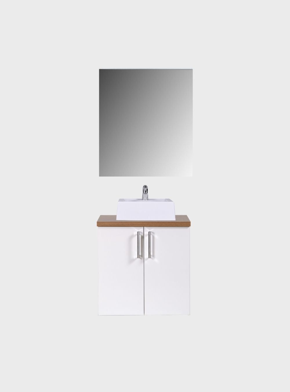 On Móveis Conjuntos de móveis para banheiro Gabinete para Banheiro com Cuba e Armario 60cm Mdf Freijo com Branco Paris - On Móveis