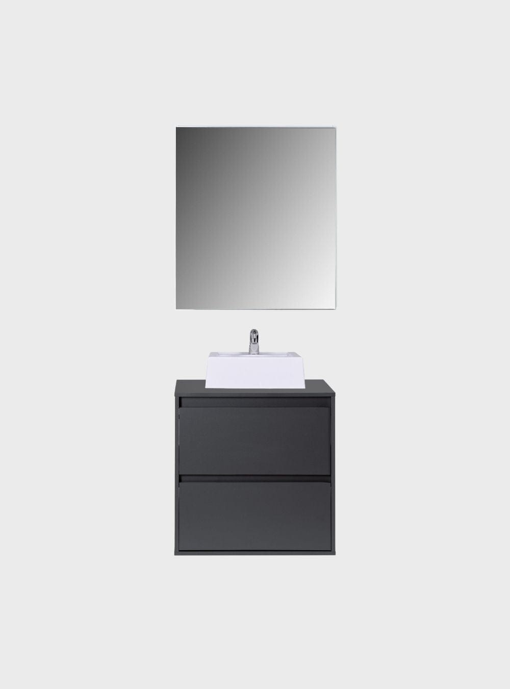 On Móveis Conjuntos de móveis para banheiro Gabinete para Banheiro com Cuba e Armario 60cm Mdf Grafite Dubai - On Móveis