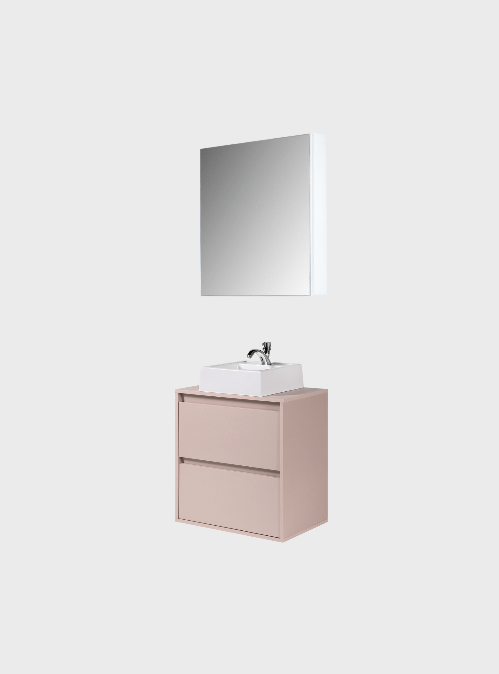 On Móveis Conjuntos de móveis para banheiro Gabinete para Banheiro com Cuba e Armario 60cm Mdf Rosa Dubai - On Móveis