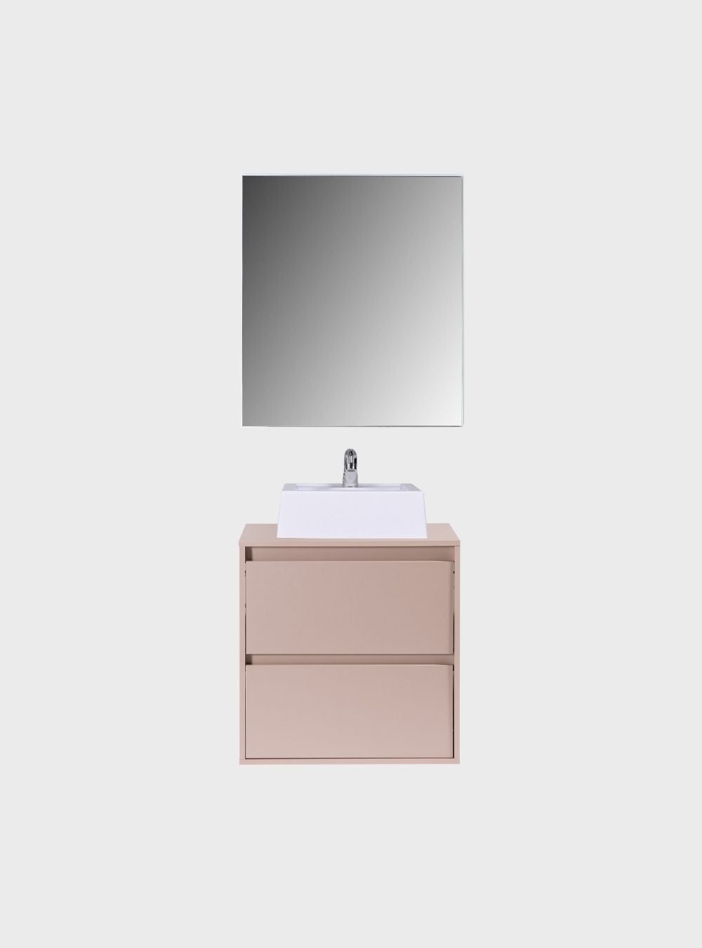 On Móveis Conjuntos de móveis para banheiro Gabinete para Banheiro com Cuba e Armario 60cm Mdf Rosa Dubai - On Móveis