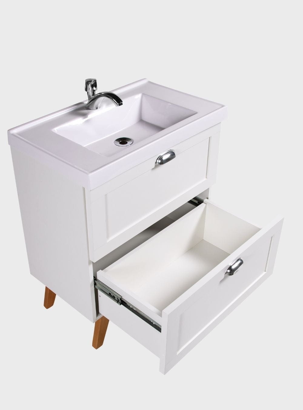 On Móveis Conjuntos de móveis para banheiro Gabinete para Banheiro com Cuba e Armario 60cm Retro Mdf Branco Milano - On Móveis