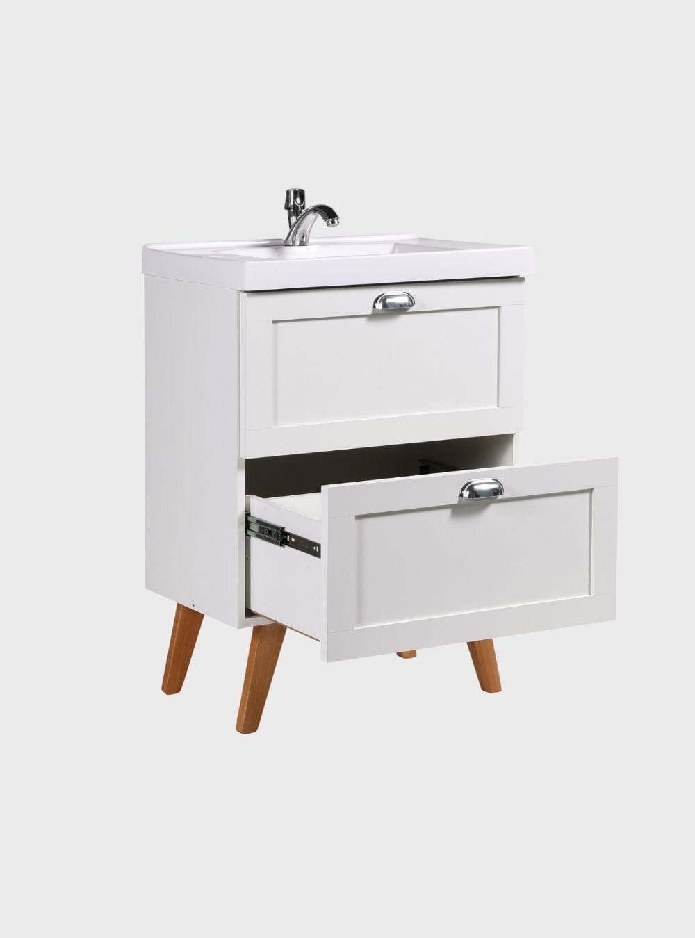 On Móveis Conjuntos de móveis para banheiro Gabinete para Banheiro com Cuba e Armario 60cm Retro Mdf Branco Milano - On Móveis