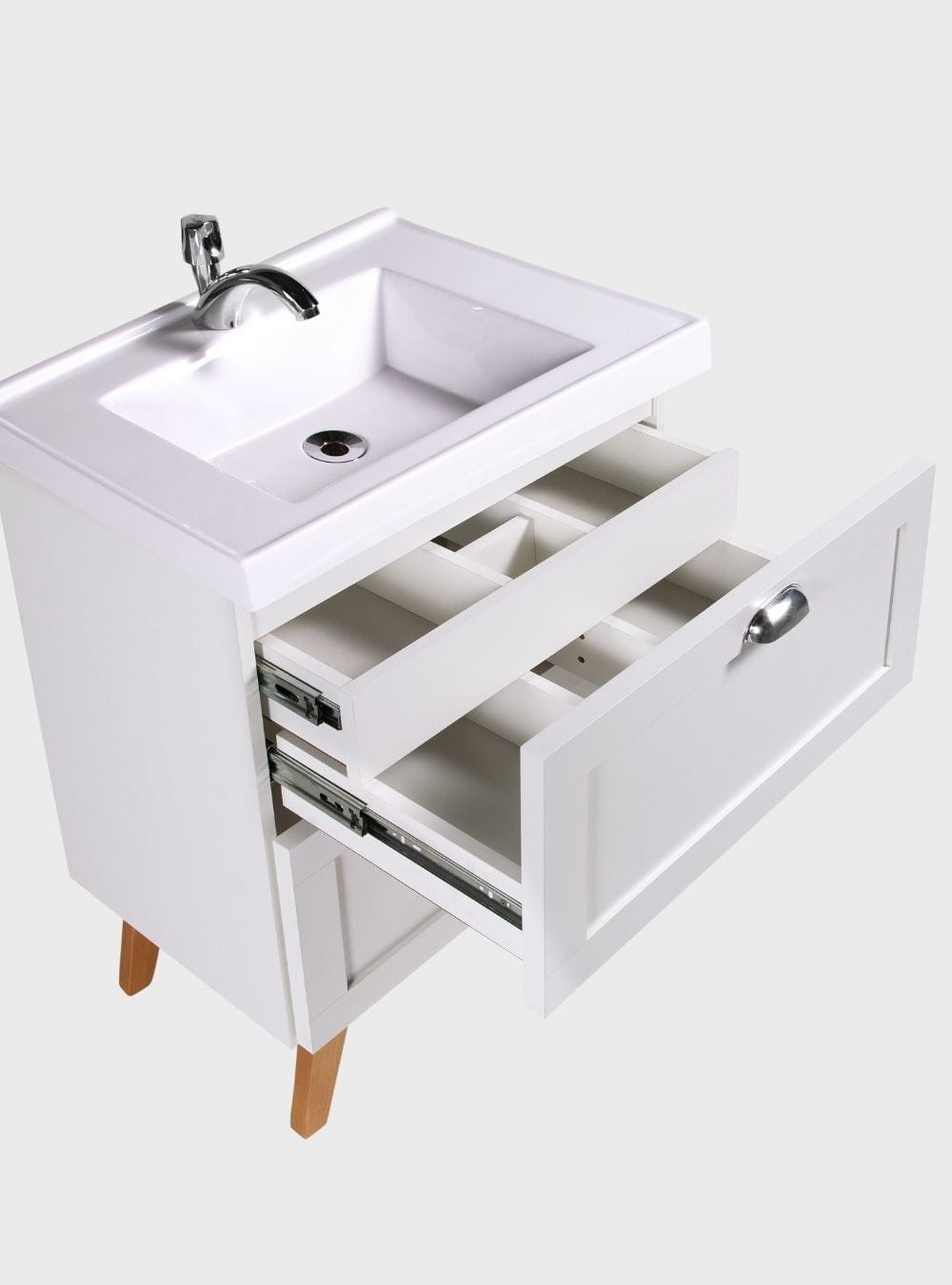 On Móveis Conjuntos de móveis para banheiro Gabinete para Banheiro com Cuba e Armario 60cm Retro Mdf Branco Milano - On Móveis
