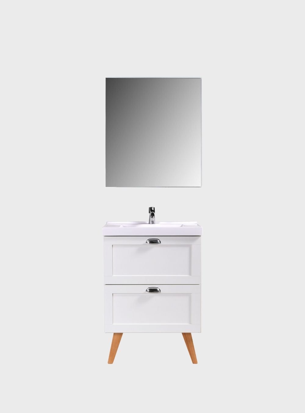 On Móveis Conjuntos de móveis para banheiro Gabinete para Banheiro com Cuba e Armario 60cm Retro Mdf Branco Milano - On Móveis
