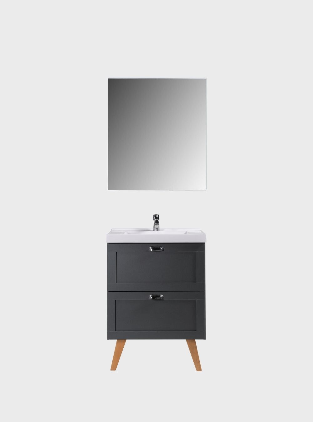 On Móveis Conjuntos de móveis para banheiro Gabinete para Banheiro com Cuba e Armario 60cm Retro Mdf Grafite Milano - On Móveis