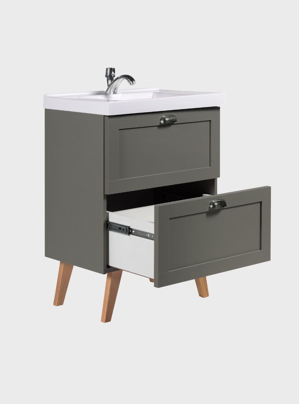 On Móveis Conjuntos de móveis para banheiro Gabinete para Banheiro com Cuba e Armario 60cm Retro Mdf Verde Milano - On Móveis