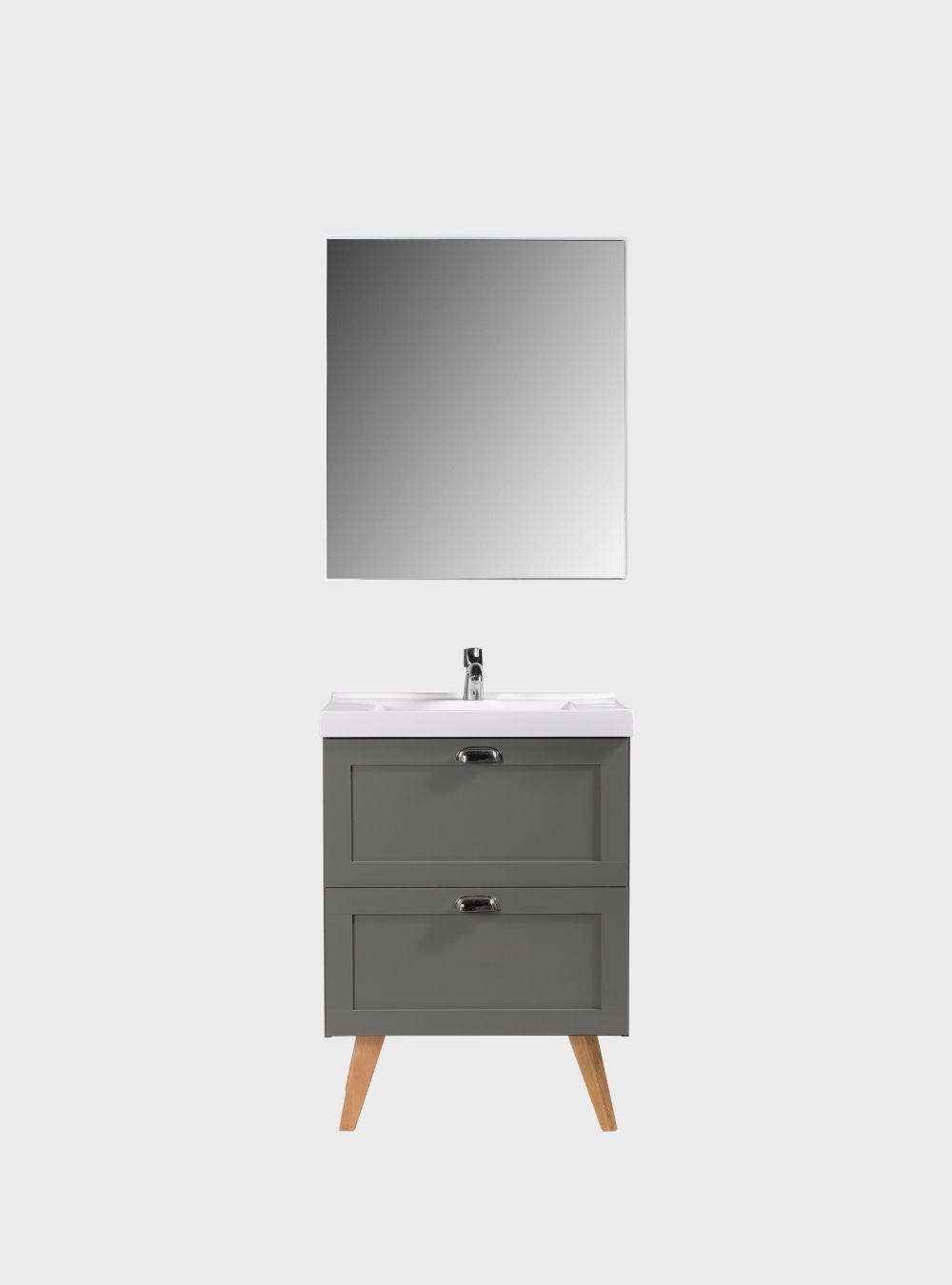 On Móveis Conjuntos de móveis para banheiro Gabinete para Banheiro com Cuba e Armario 60cm Retro Mdf Verde Milano - On Móveis