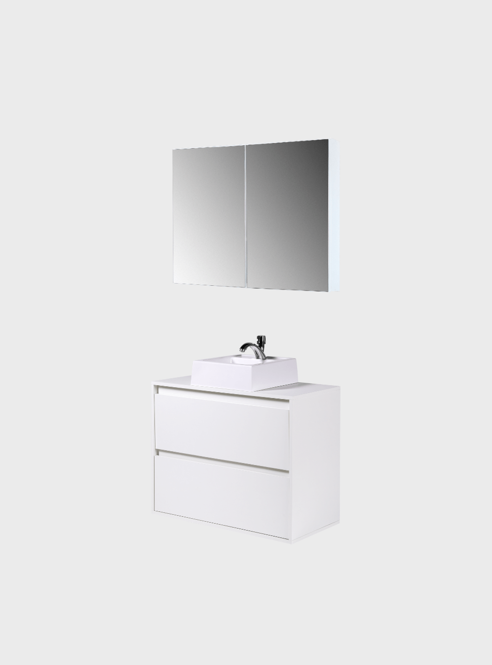 On Móveis Conjuntos de móveis para banheiro Gabinete para Banheiro com Cuba e Armario 80cm Mdf Branco Dubai - On Móveis