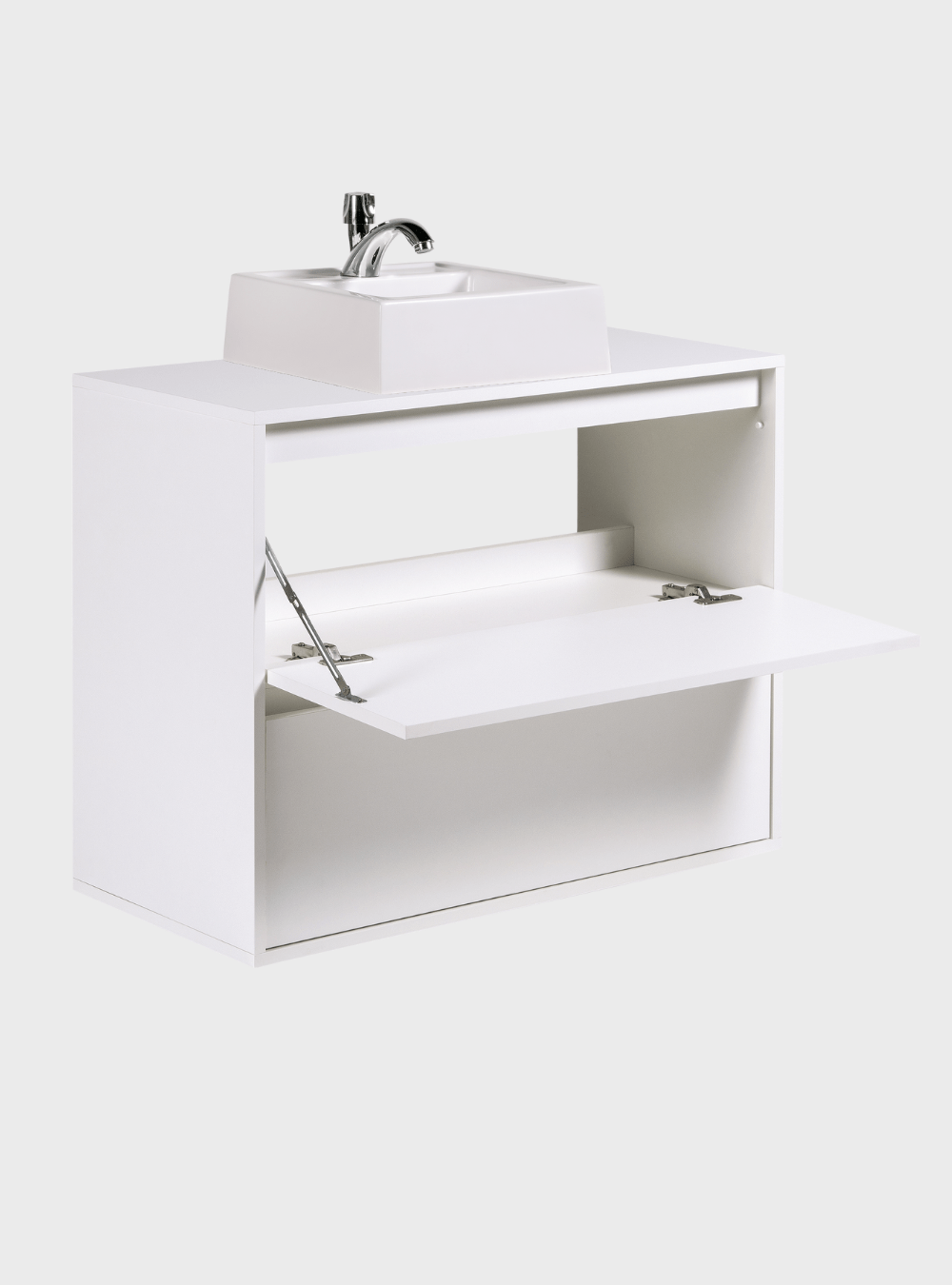 On Móveis Conjuntos de móveis para banheiro Gabinete para Banheiro com Cuba e Armario 80cm Mdf Branco Dubai - On Móveis