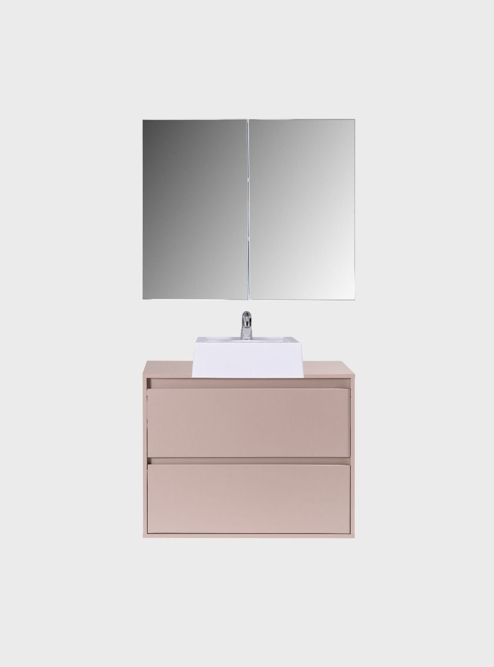 On Móveis Conjuntos de móveis para banheiro Gabinete para Banheiro com Cuba e Armario 80cm Mdf Rosa Dubai - On Móveis