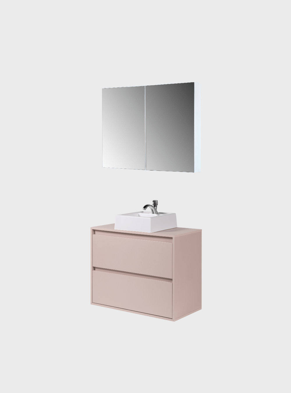 On Móveis Conjuntos de móveis para banheiro Gabinete para Banheiro com Cuba e Armario 80cm Mdf Rosa Dubai - On Móveis