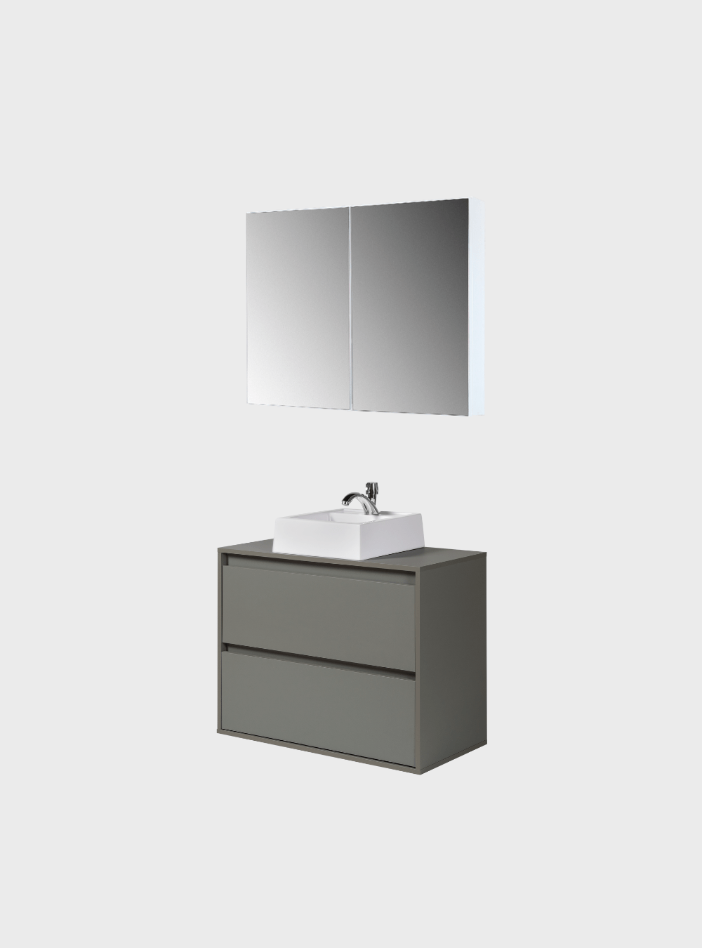 On Móveis Conjuntos de móveis para banheiro Gabinete para Banheiro com Cuba e Armario 80cm Mdf Verde Dubai - On Móveis