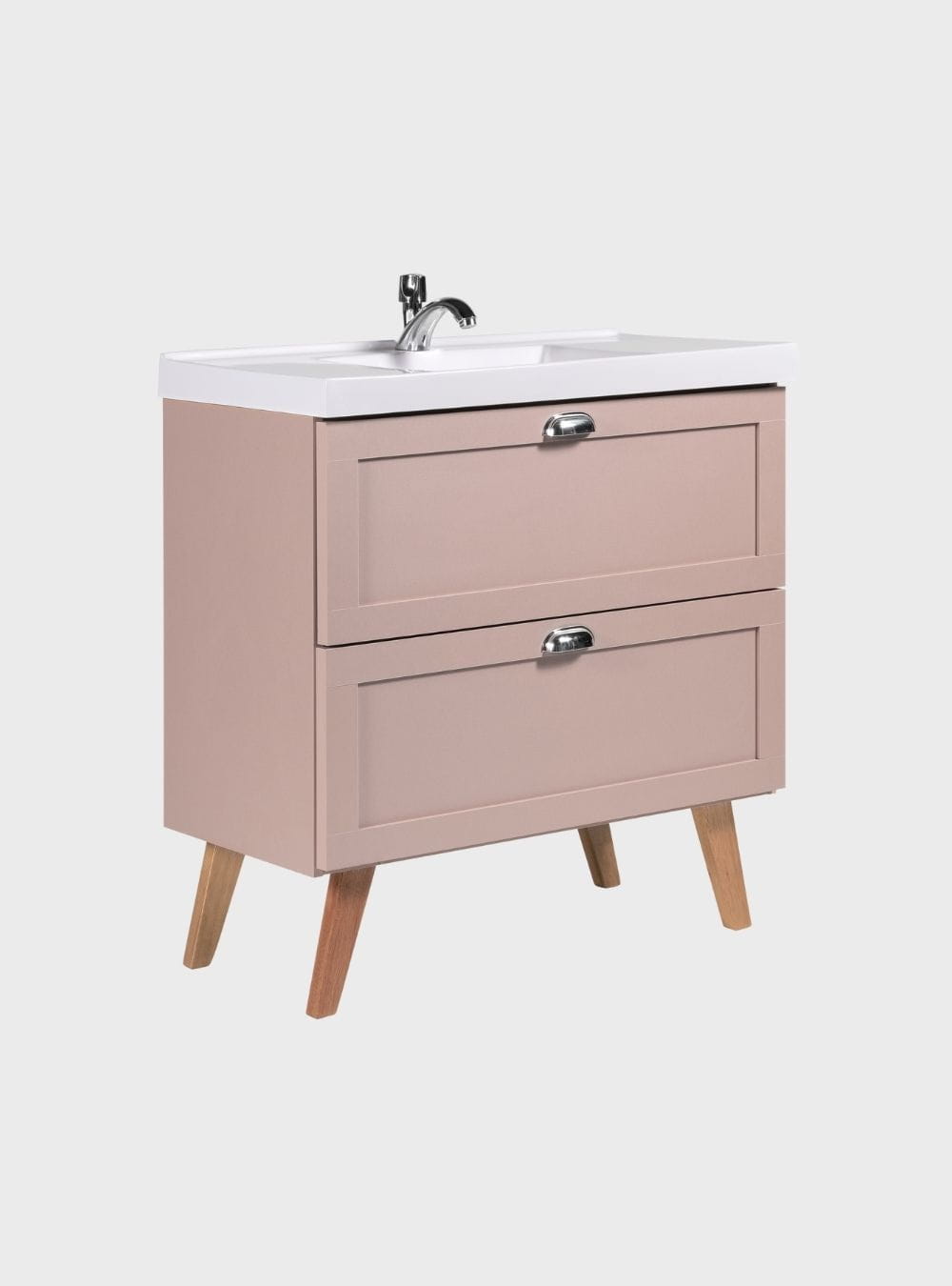On Móveis Conjuntos de móveis para banheiro Gabinete para Banheiro com Cuba e Armario 80cm Retro Mdf Rosa Milano - On Móveis