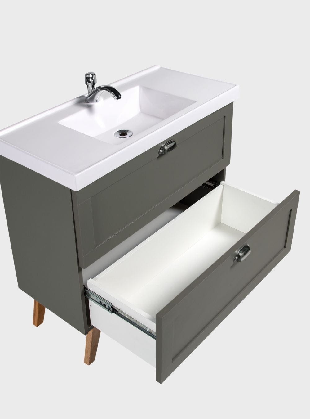 On Móveis Conjuntos de móveis para banheiro Gabinete para Banheiro com Cuba e Armario 80cm Retro Mdf Verde Milano - On Móveis