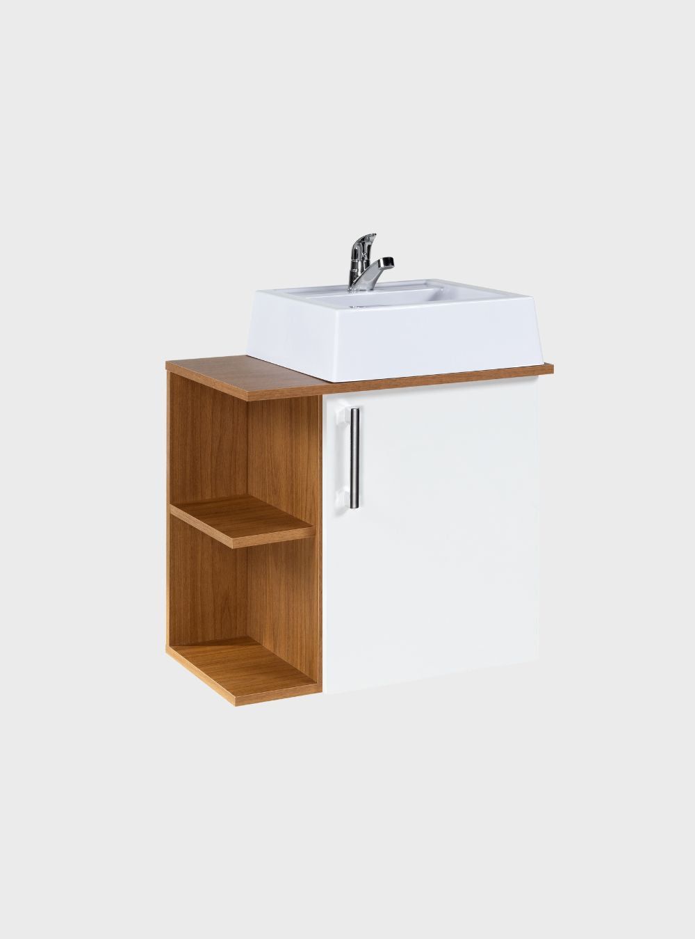 On Móveis Conjuntos de móveis para banheiro Gabinete para Banheiro com Cuba e Espelheira 50cm Mdf Freijo Moscou - On Móveis