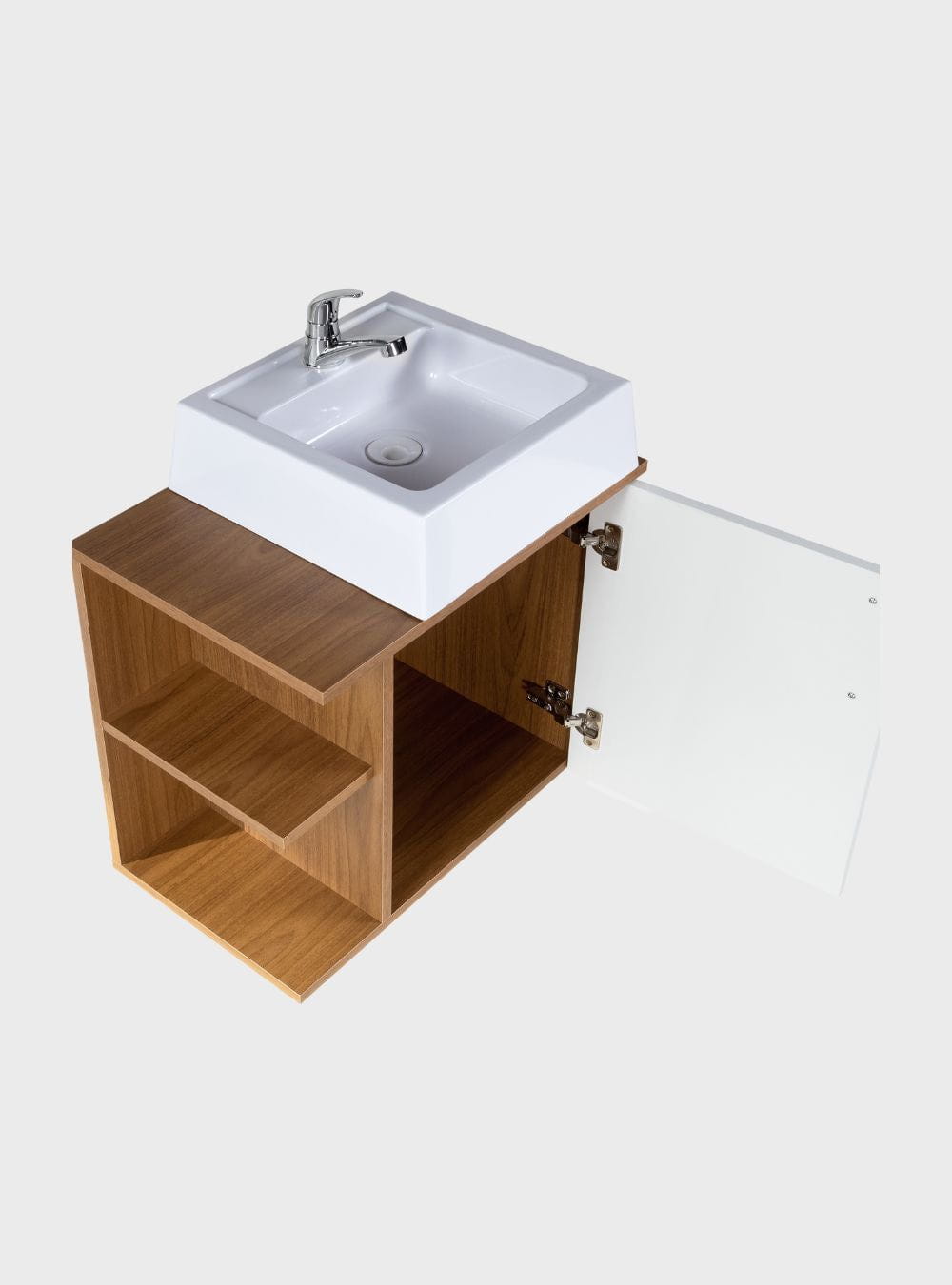On Móveis Conjuntos de móveis para banheiro Gabinete para Banheiro com Cuba e Espelheira 50cm Mdf Freijo Moscou - On Móveis
