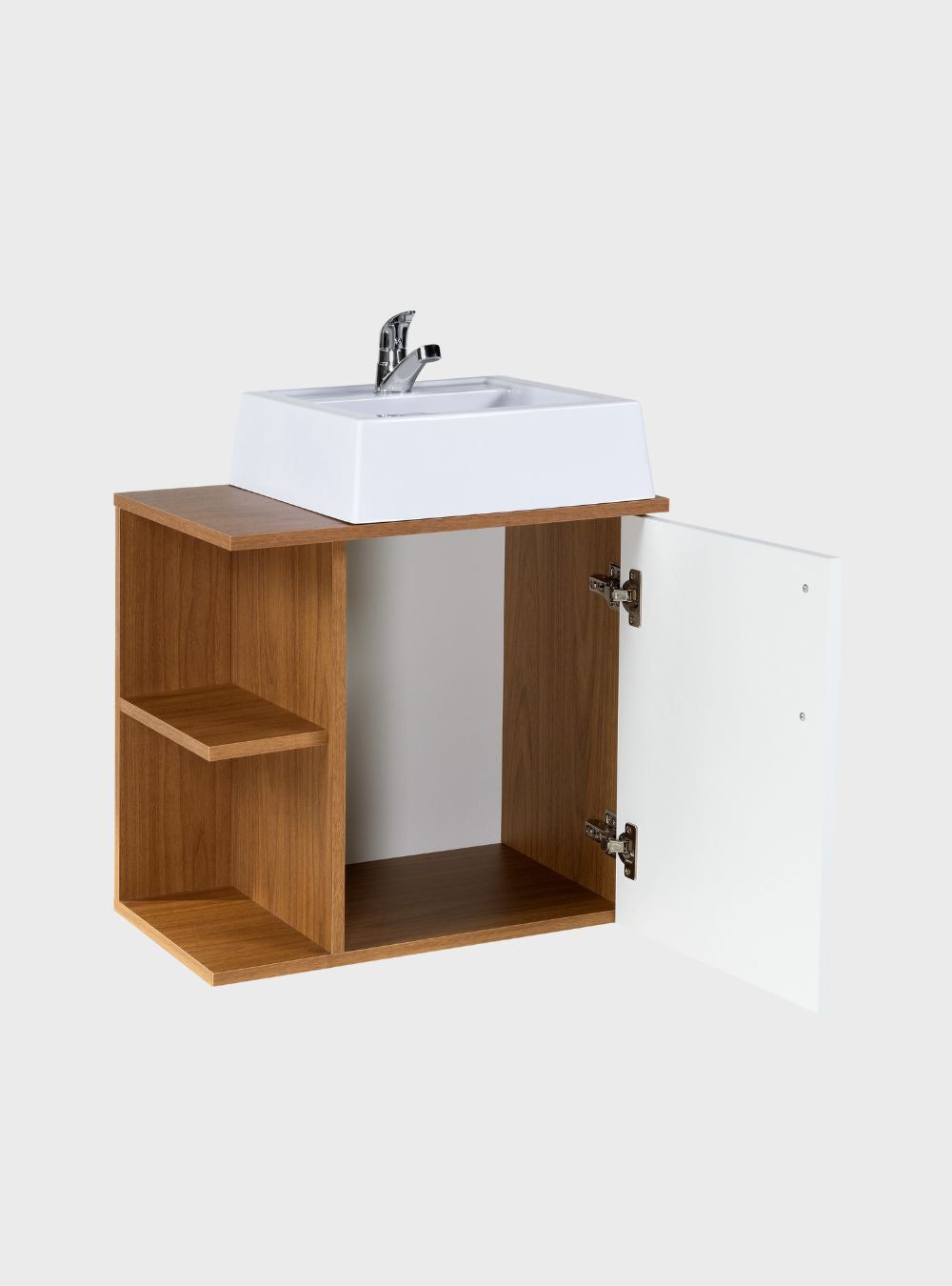 On Móveis Conjuntos de móveis para banheiro Gabinete para Banheiro com Cuba e Espelheira 50cm Mdf Freijo Moscou - On Móveis