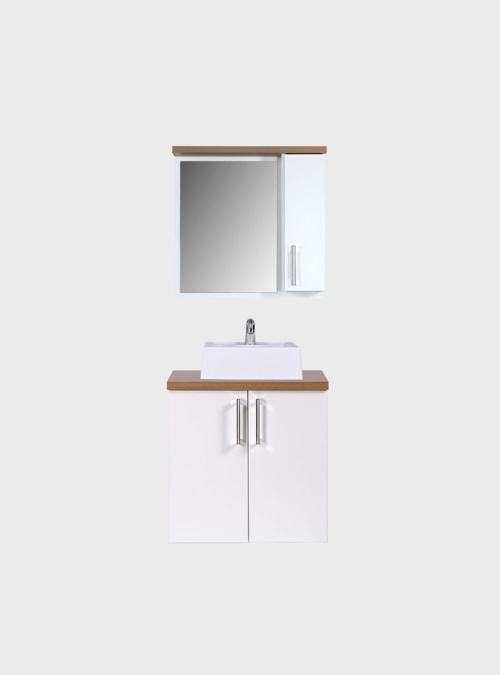 On Móveis Conjuntos de móveis para banheiro Gabinete para Banheiro com Cuba e Espelheira 60cm Mdf Freijo Paris - On Móveis