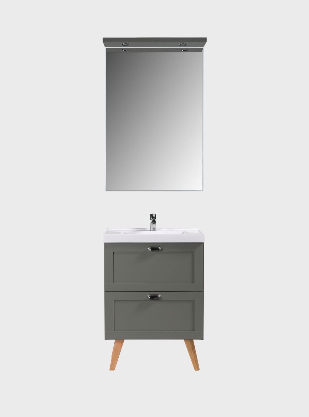 On Móveis Conjuntos de móveis para banheiro Gabinete para Banheiro com Cuba e Espelheira 60cm Retro Mdf Verde Milano - On Móveis