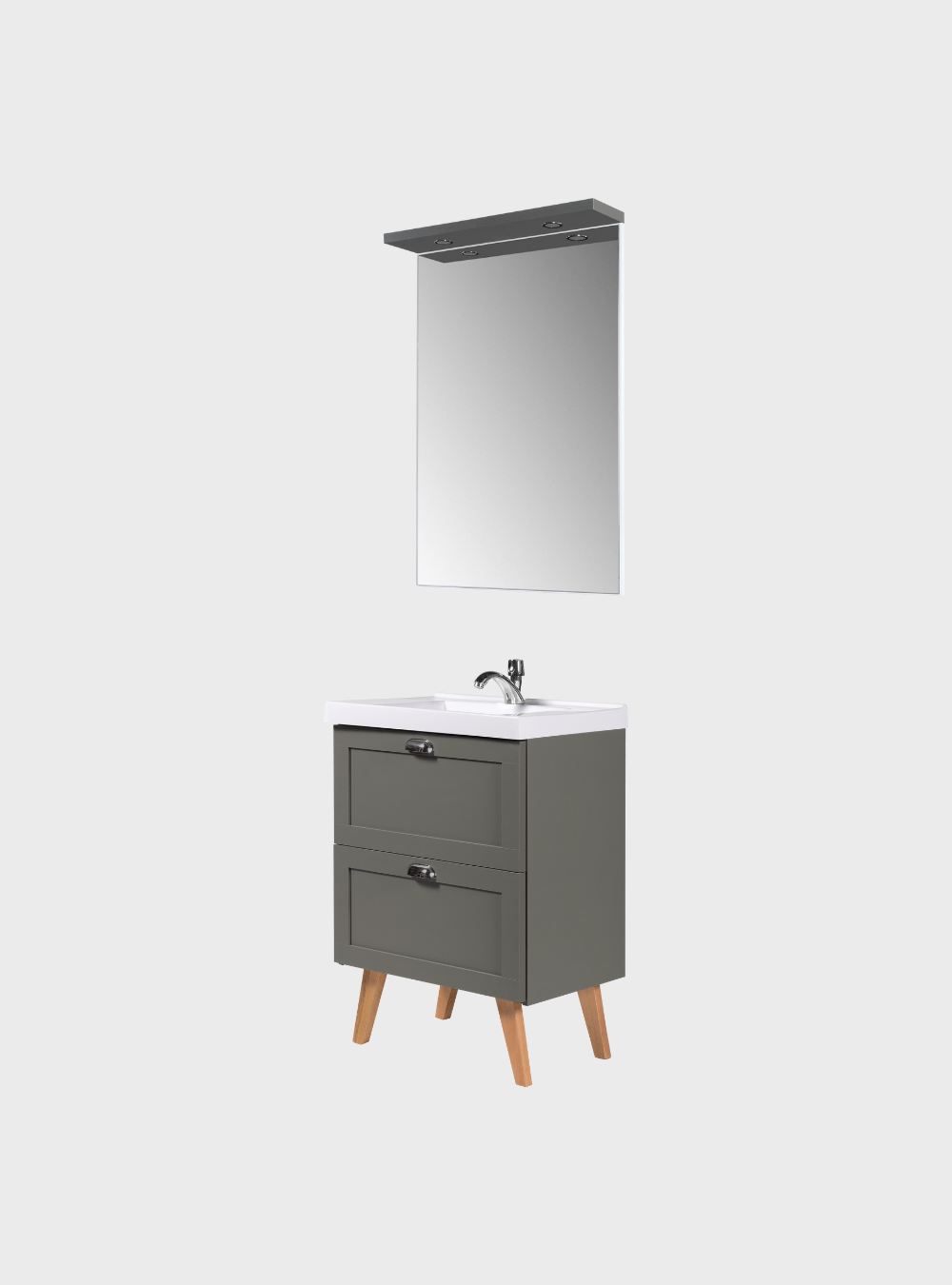 On Móveis Conjuntos de móveis para banheiro Gabinete para Banheiro com Cuba e Espelheira 60cm Retro Mdf Verde Milano - On Móveis