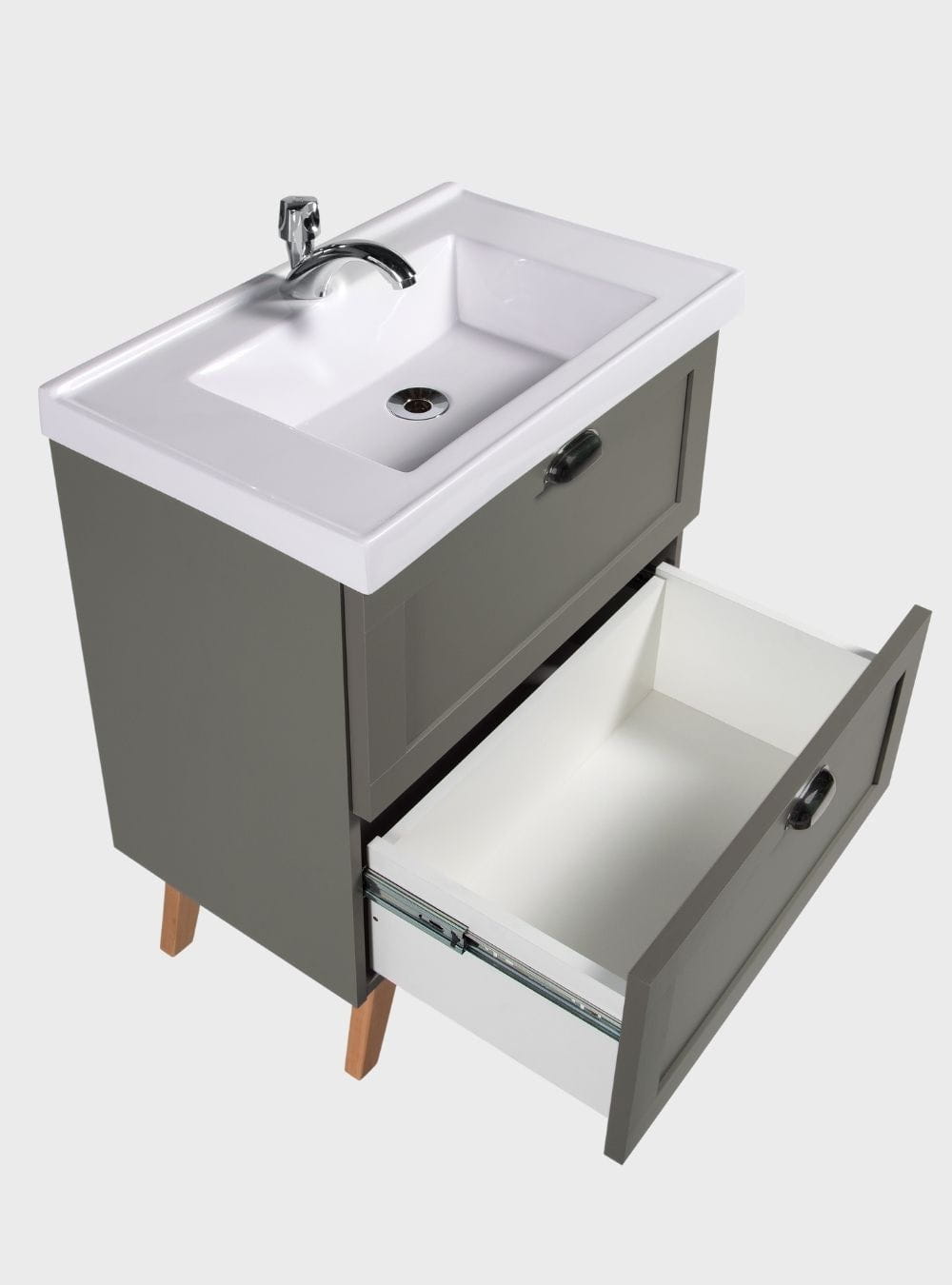 On Móveis Conjuntos de móveis para banheiro Gabinete para Banheiro com Cuba e Espelheira 60cm Retro Mdf Verde Milano - On Móveis