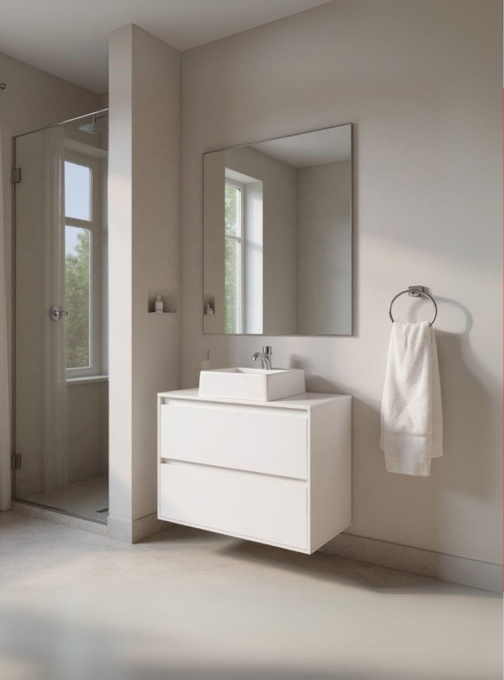 On Móveis Conjuntos de móveis para banheiro Gabinete para Banheiro com Cuba e Espelheira 80cm Mdf Branco Dubai - On Móveis