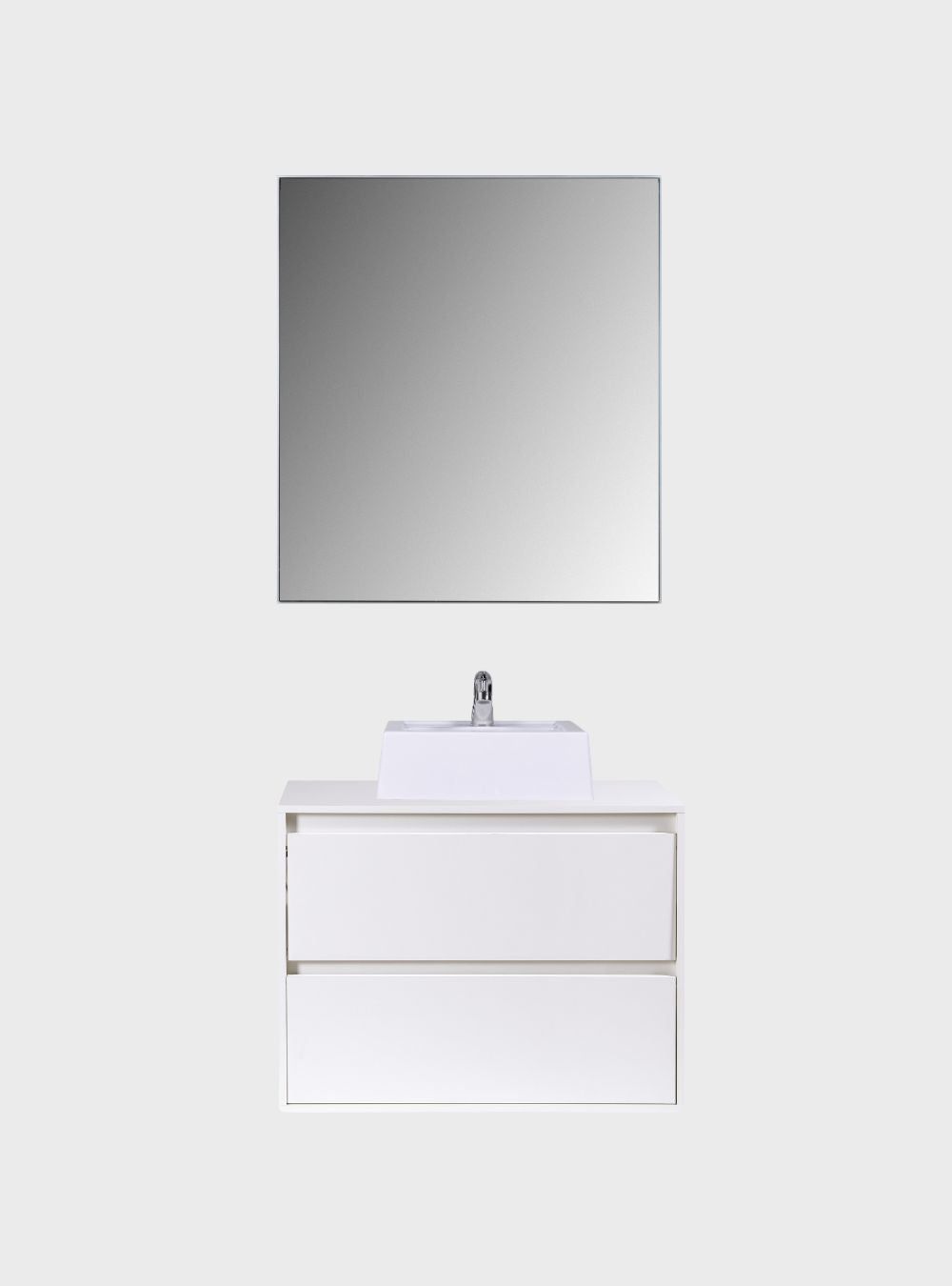 On Móveis Conjuntos de móveis para banheiro Gabinete para Banheiro com Cuba e Espelheira 80cm Mdf Branco Dubai - On Móveis