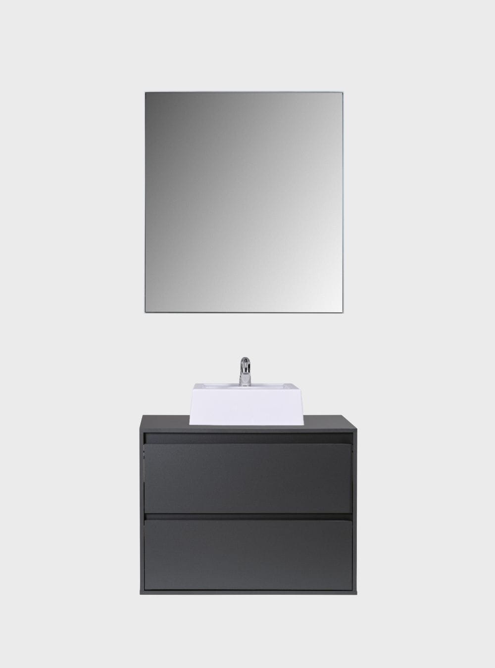On Móveis Conjuntos de móveis para banheiro Gabinete para Banheiro com Cuba e Espelheira 80cm Mdf Grafite Dubai - On Móveis