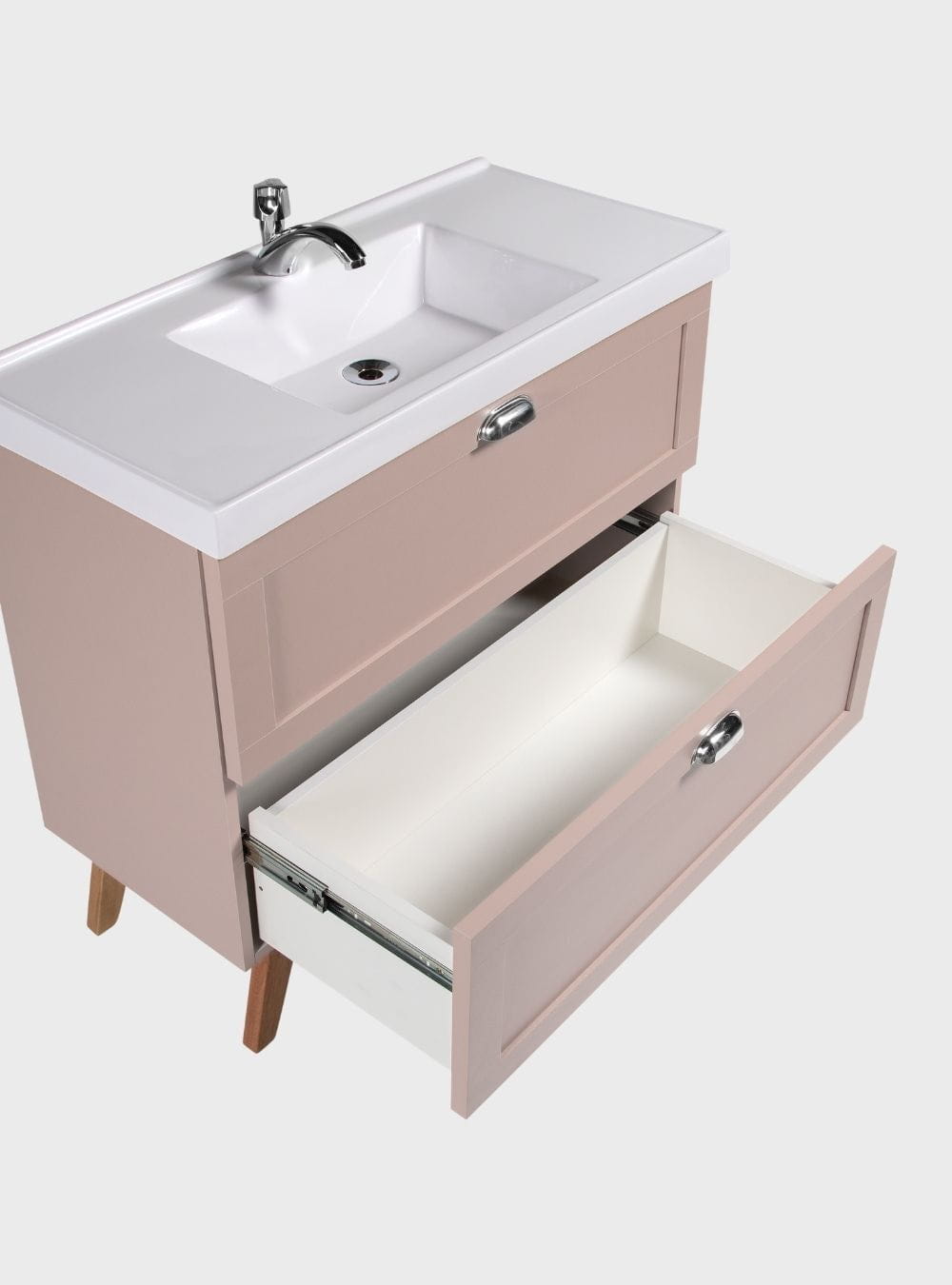 On Móveis Conjuntos de móveis para banheiro Gabinete para Banheiro com Cuba e Espelheira 80cm Retro Mdf Rosa Milano - On Móveis