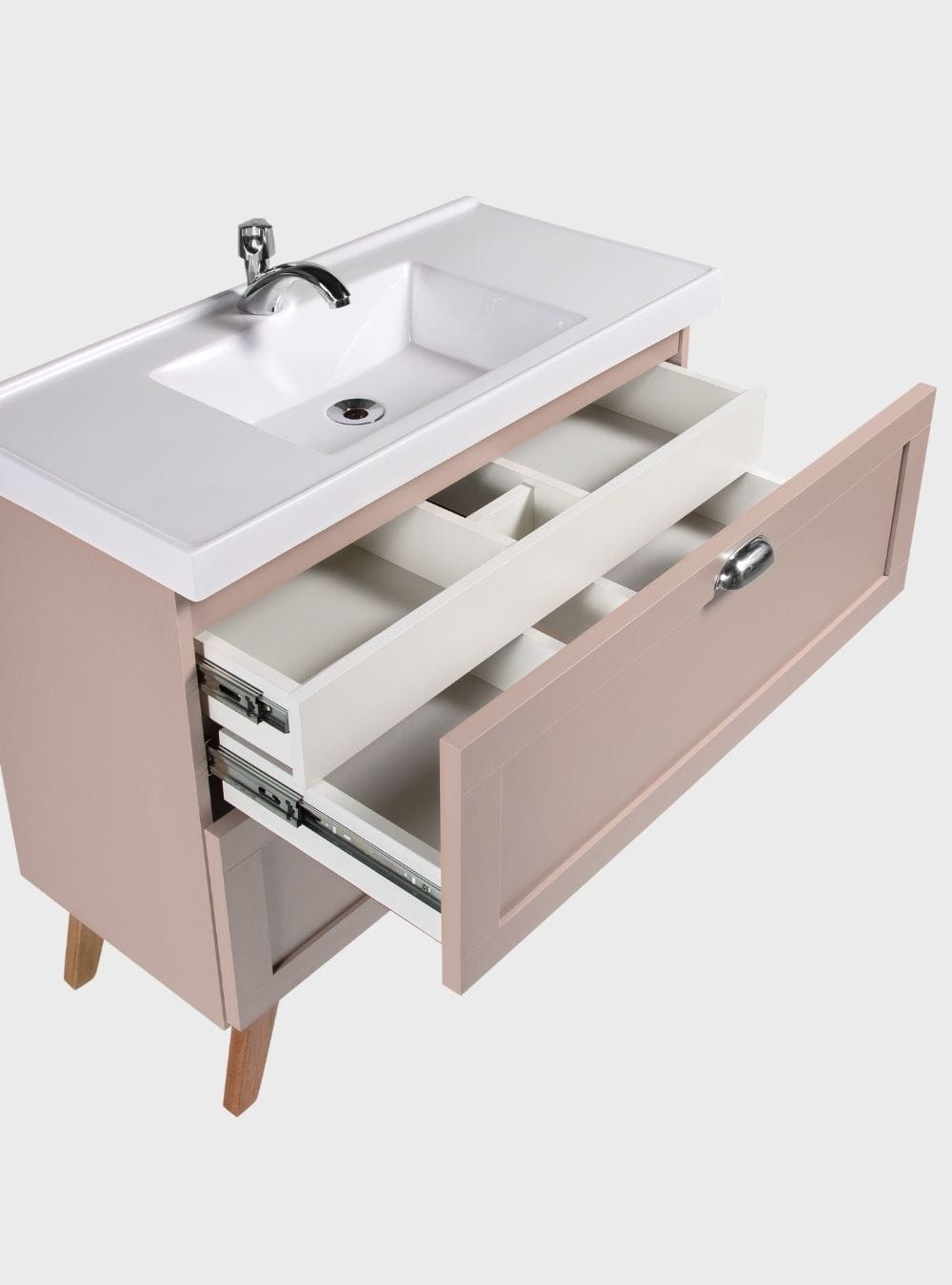 On Móveis Conjuntos de móveis para banheiro Gabinete para Banheiro com Cuba e Espelheira 80cm Retro Mdf Rosa Milano - On Móveis
